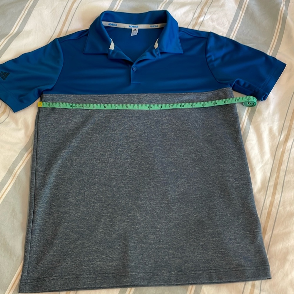 Boys blue two-toned Adidas polo, size Large